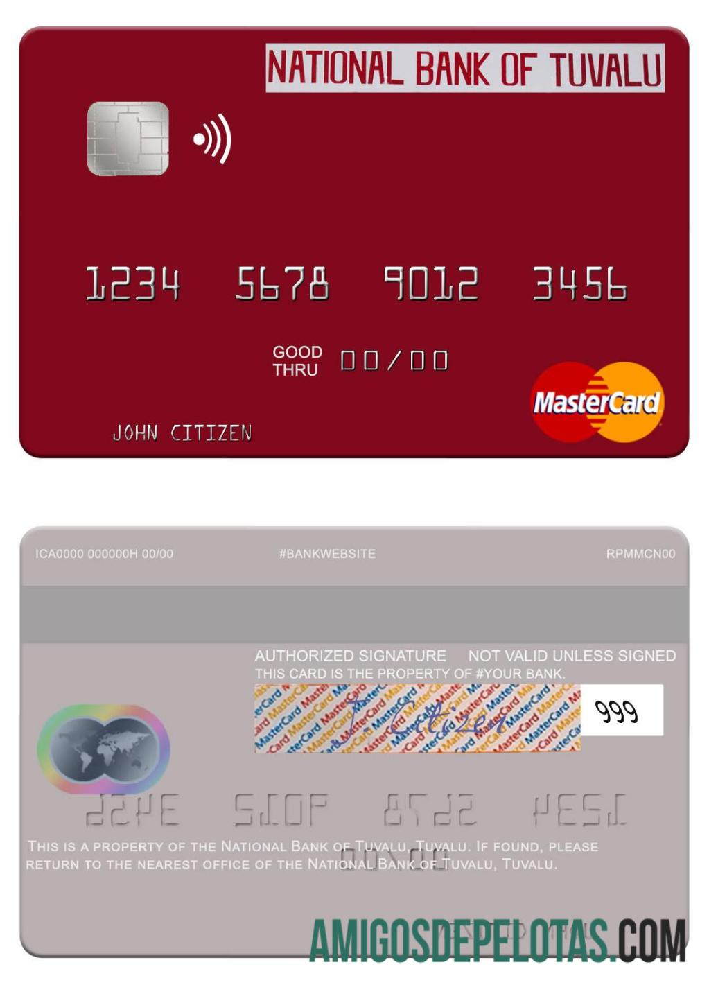 Tuvalu National Bank Of Tuvalu Mastercard exemplo